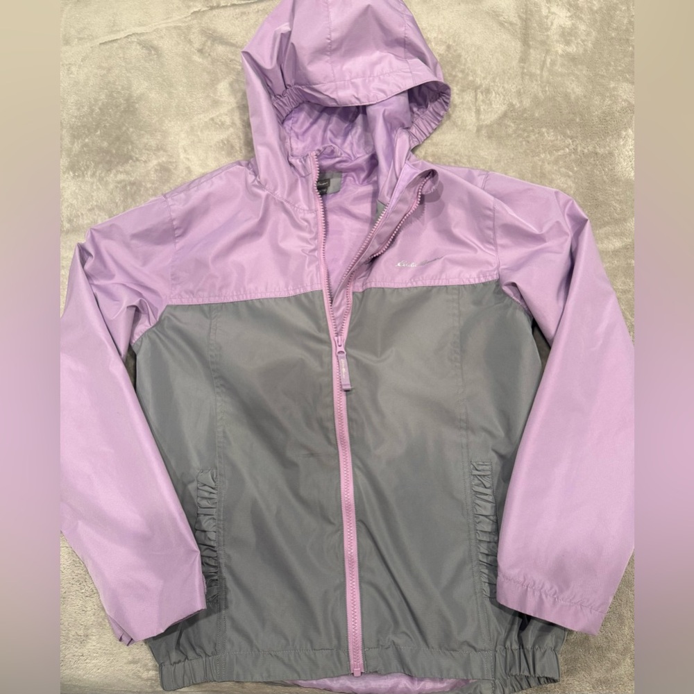 Eddie Bauer Youth Lone Peak 3-in-1 Jacket Purple and Gray w/ Hood Girls Size L